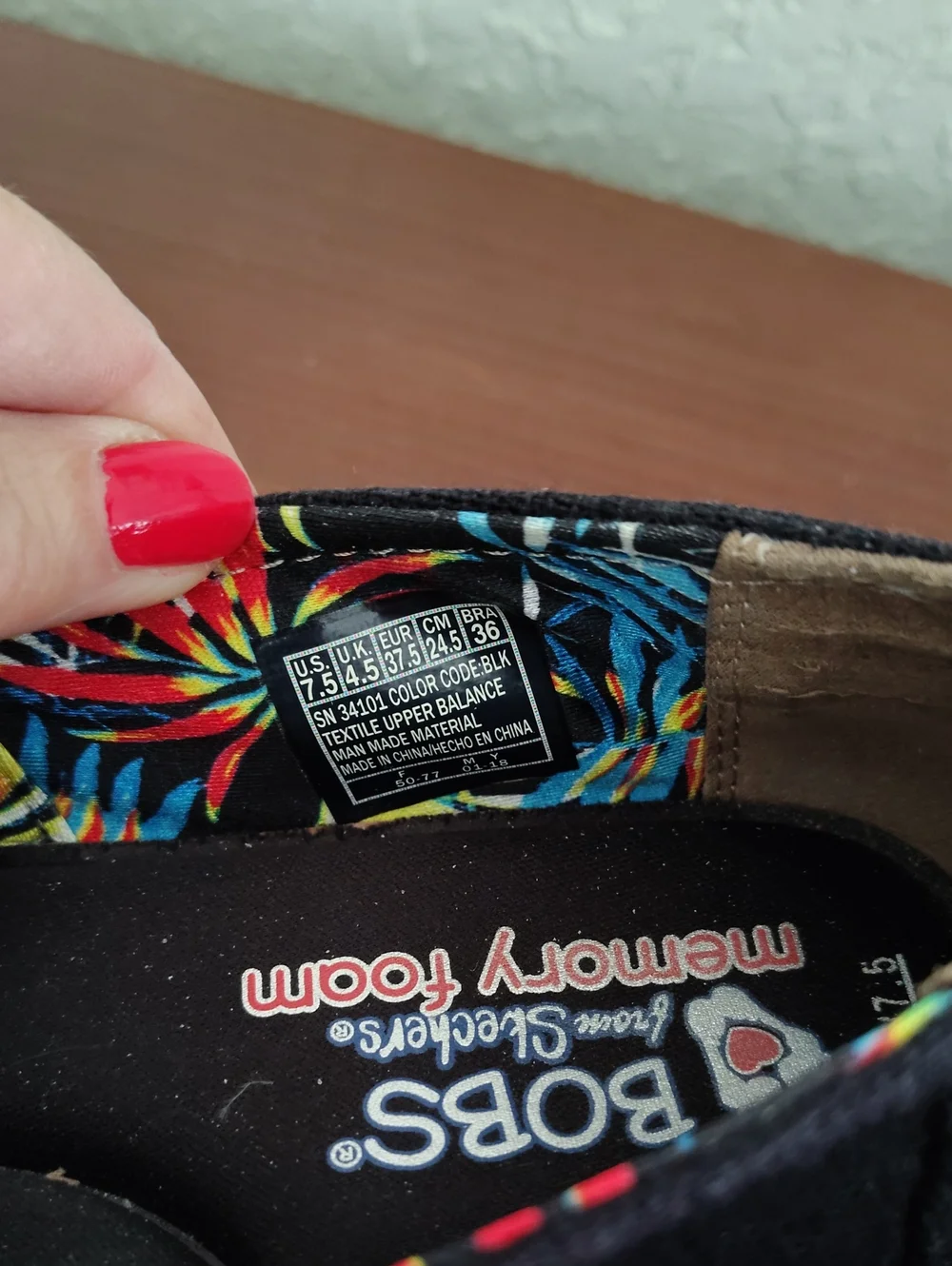 Bobs Espadrille Slip On Black Canvas Wedge 7.5